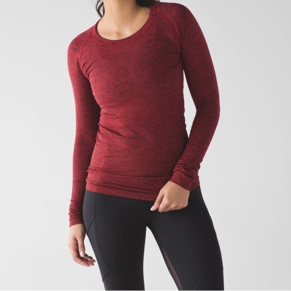 Lululemon Swiftly Tech Long Sleeve Crew Black / True Red Likely a size 8